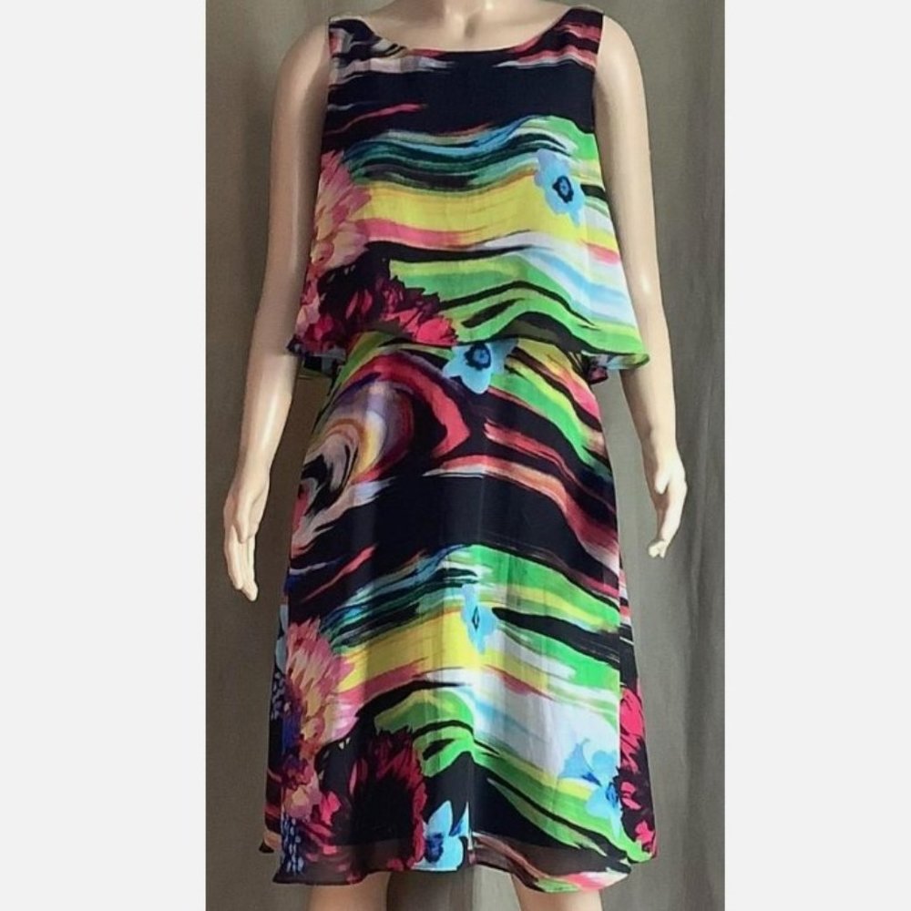 Betsey Johnson Multicolor Abstract Watercolor Floral Dress